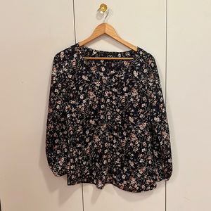 Zara floral long sleeve blouse